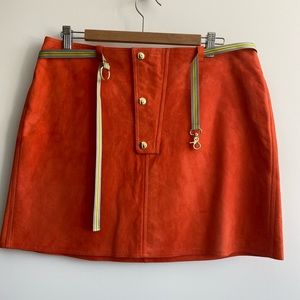 Diane Von Furstenberg suede mini skirt orange.